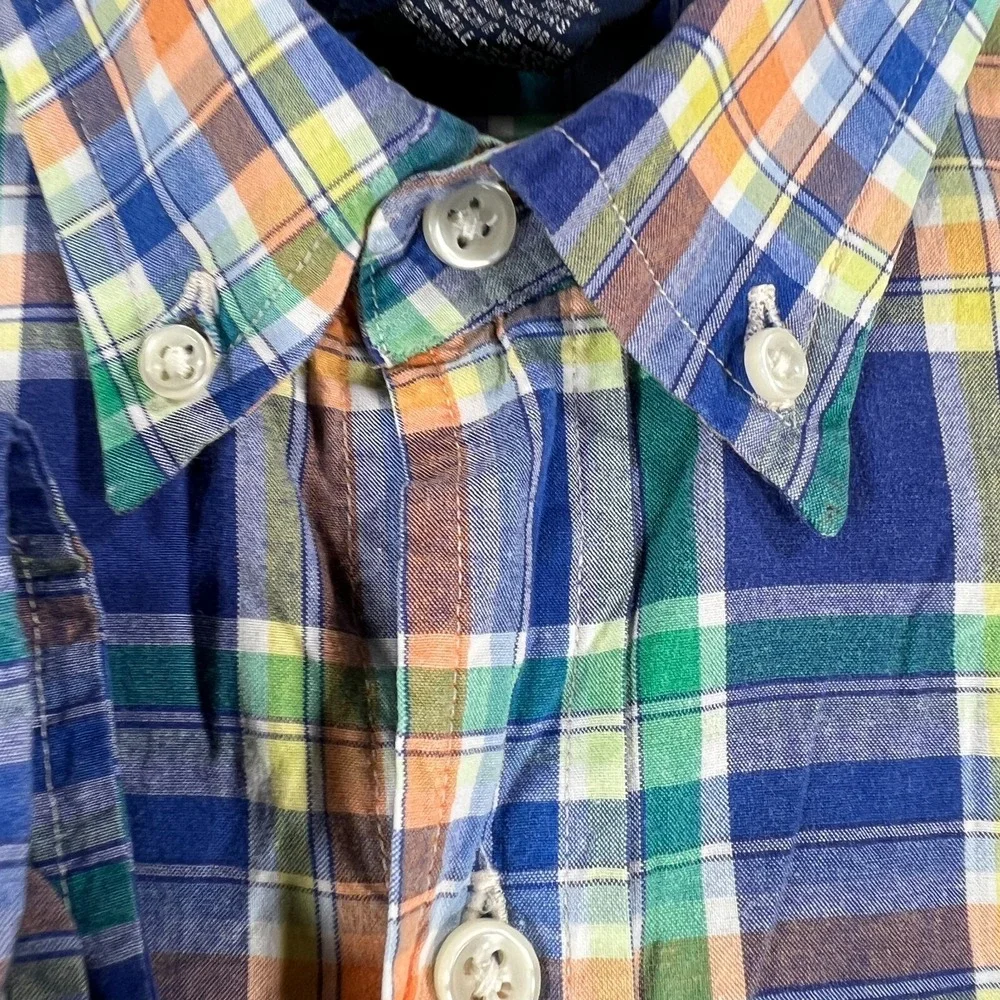 Ralph Lauren Shirt Youth Boys Large Blue Green Plaid Long Sleeve Button Down